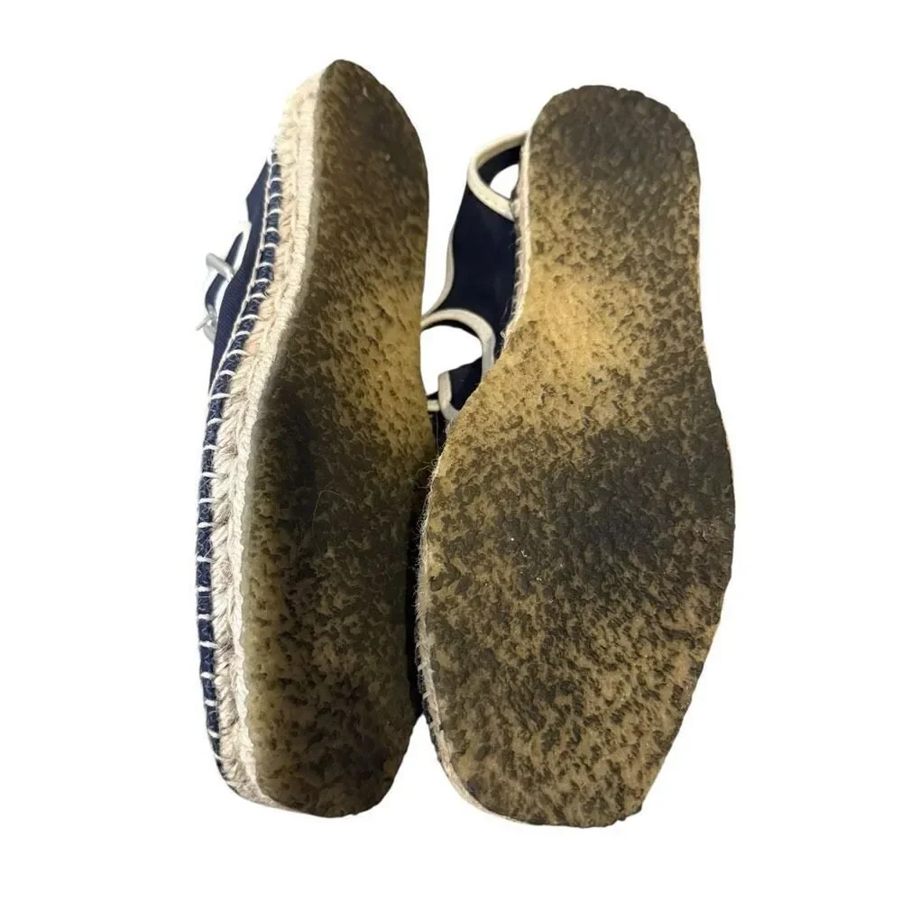Re/Done T-Strap Navy Espadrille Sandals Size 38 US 8
